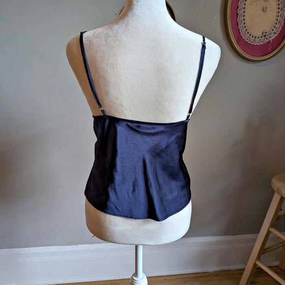 Vintage Y2K Frederick's of Hollywood Blue Camisole Satin Lingerie Tie Front 1X - Picture 3 of 9